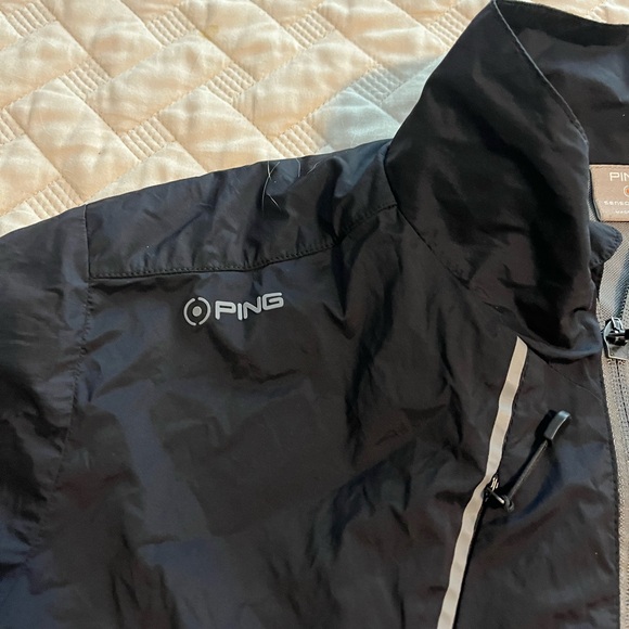 Ping Mens Black Full  Zip Wind Breaker Golf Jacket Size Medium - Picture 2 of 9